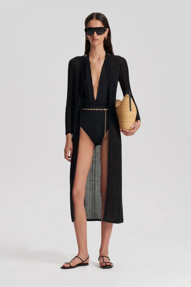 Dresses Scanlan Theodore Women METALLIC KNIT CARDIGAN BLACK