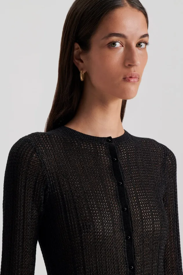 Dresses Scanlan Theodore Women METALLIC KNIT CARDIGAN BLACK Dresses Scanlan Theodore Women METALLIC KNIT CARDIGAN BLACK