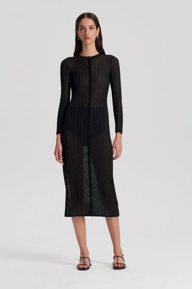 Dresses Scanlan Theodore Women METALLIC KNIT CARDIGAN BLACK Dresses Scanlan Theodore Women METALLIC KNIT CARDIGAN BLACK