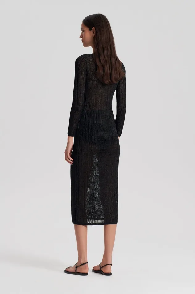 Dresses Scanlan Theodore Women METALLIC KNIT CARDIGAN BLACK Dresses Scanlan Theodore Women METALLIC KNIT CARDIGAN BLACK