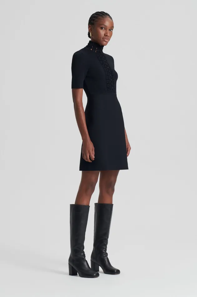 Dresses Women CREPE KNIT DAISY MINI DRESS BLACK Scanlan Theodore