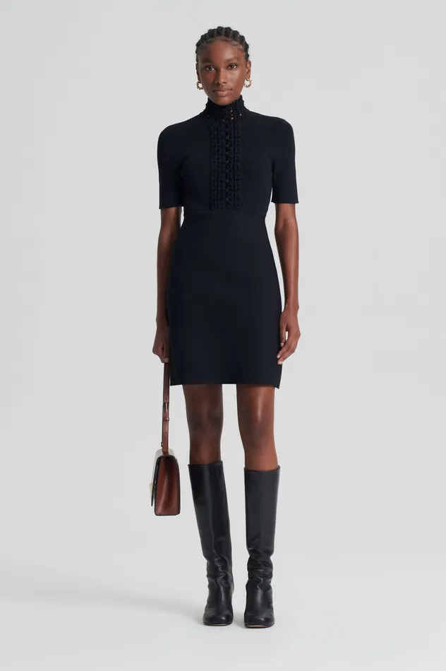Dresses Women CREPE KNIT DAISY MINI DRESS BLACK Scanlan Theodore Dresses Women CREPE KNIT DAISY MINI DRESS BLACK Scanlan Theodore