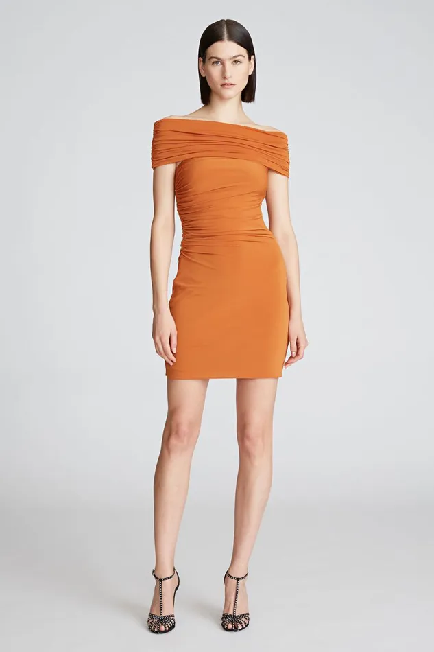 Dresses Women Halston Aliana Dress In Jersey Amber Dresses Women Halston Aliana Dress In Jersey Amber