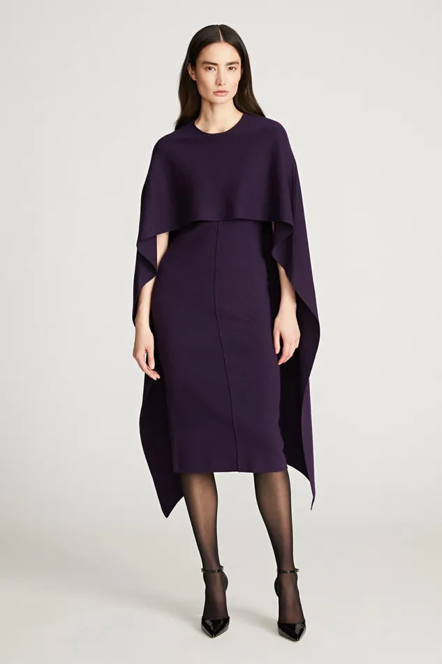 Dresses Women Halston Amal Sweater Dress In Wool Aubergine Dresses Women Halston Amal Sweater Dress In Wool Aubergine