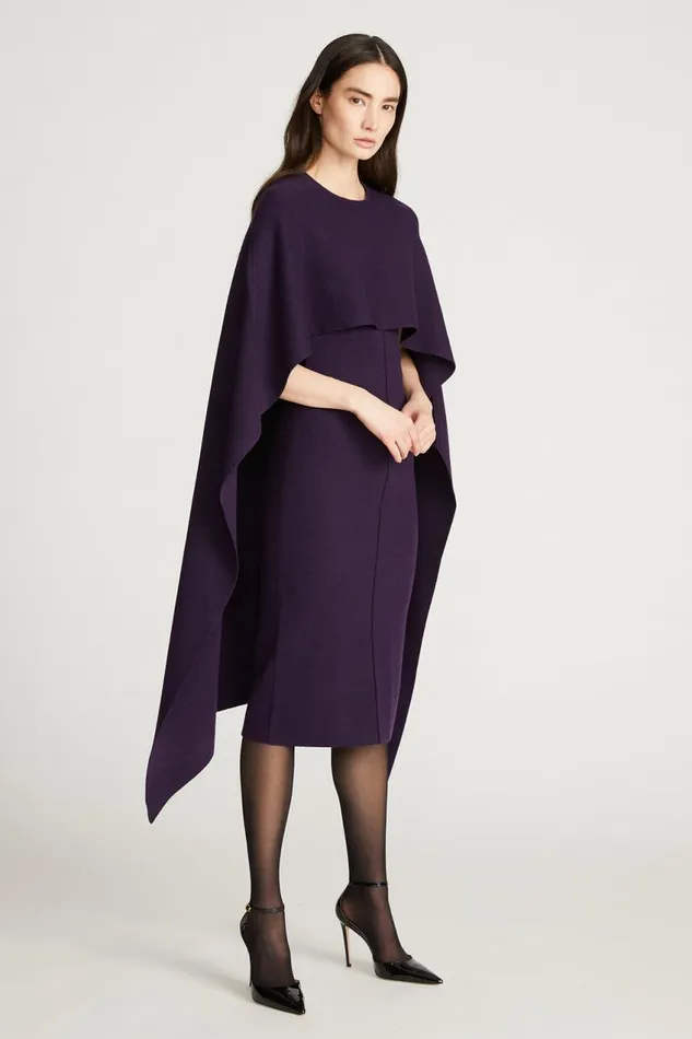 Dresses Women Halston Amal Sweater Dress In Wool Aubergine Dresses Women Halston Amal Sweater Dress In Wool Aubergine