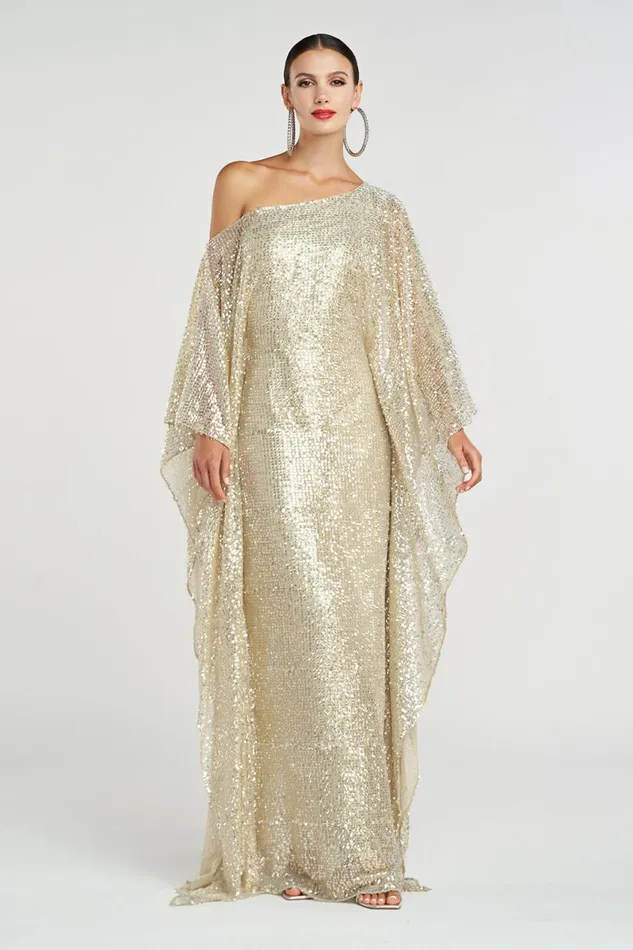 Dresses Women Halston Dee Gown In Tulle Lurex Sequin Champagne