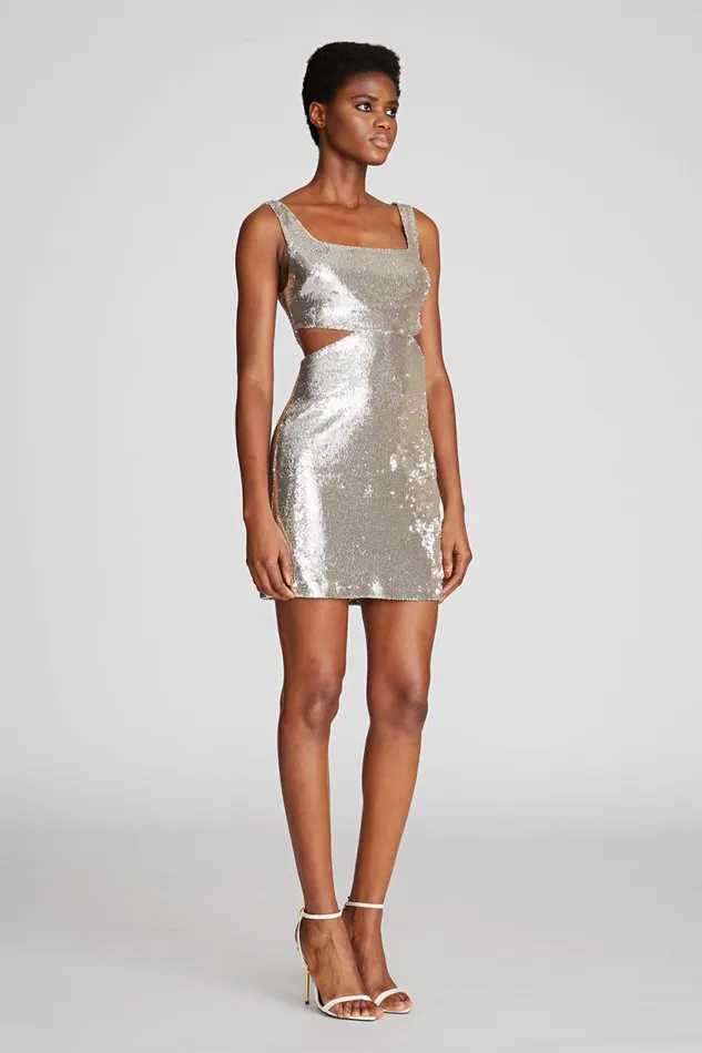 Dresses Women Halston Guiliana Dress In Sequins Silver