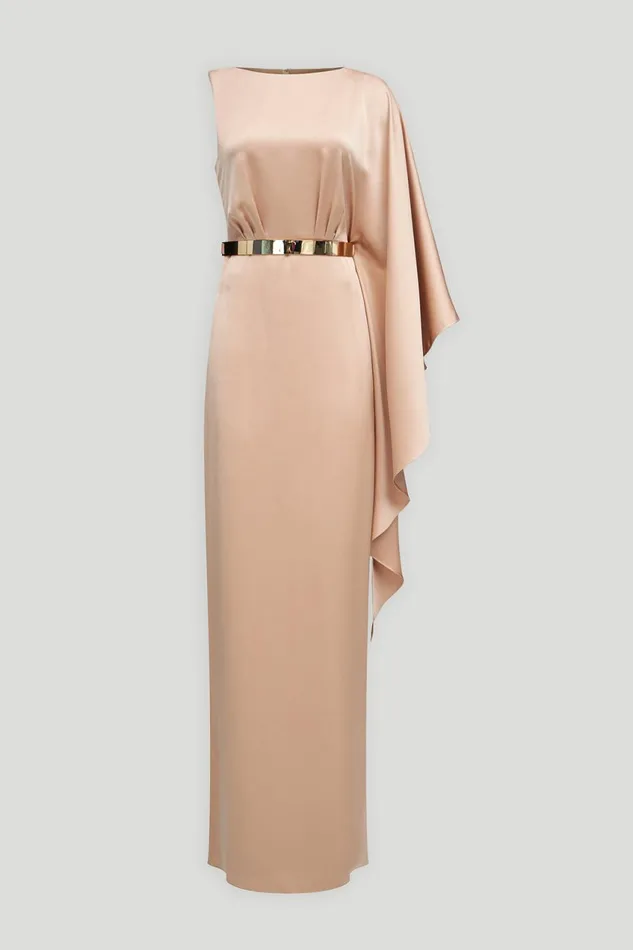 Dresses Women Halston Rhiannon Gown In Satin Tan Beige