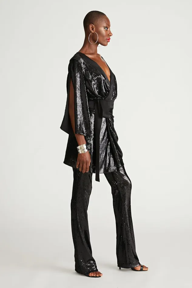 Dresses Women Halston Saga Dress In Sequin Black