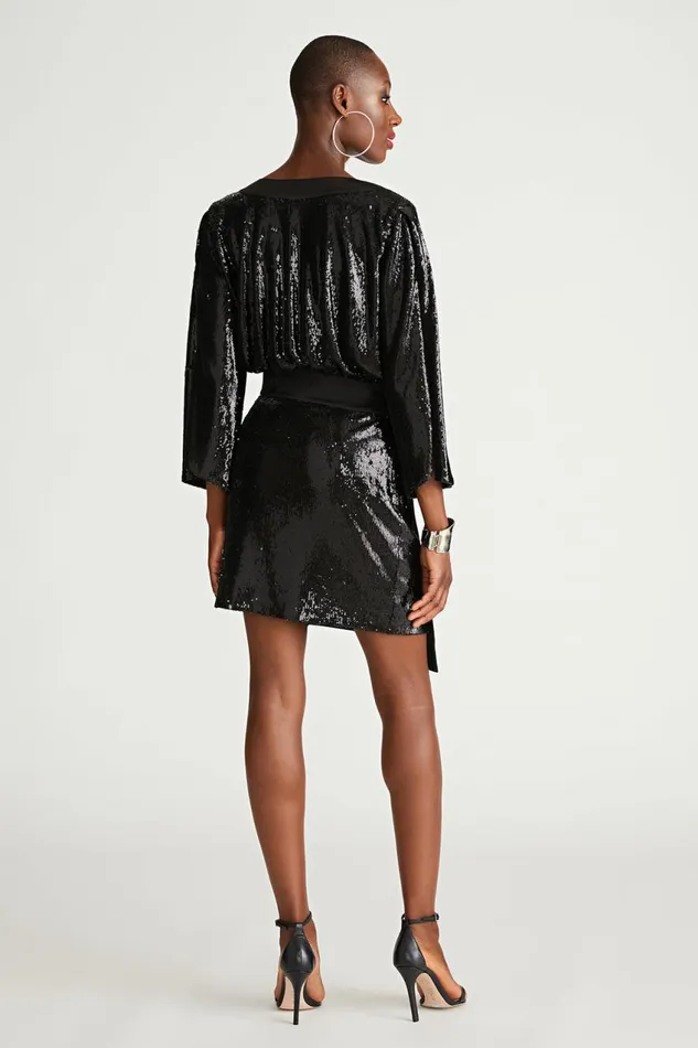 Dresses Women Halston Saga Dress In Sequin Black