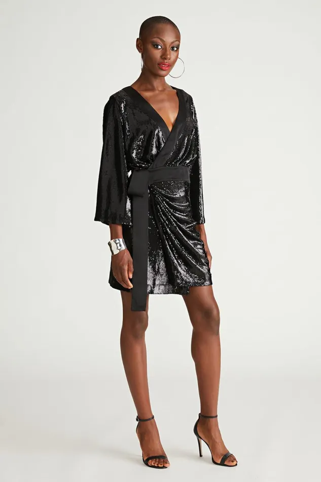 Dresses Women Halston Saga Dress In Sequin Black
