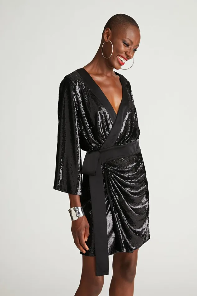 Dresses Women Halston Saga Dress In Sequin Black