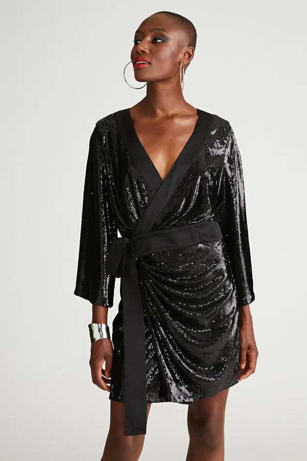 Dresses Women Halston Saga Dress In Sequin Black