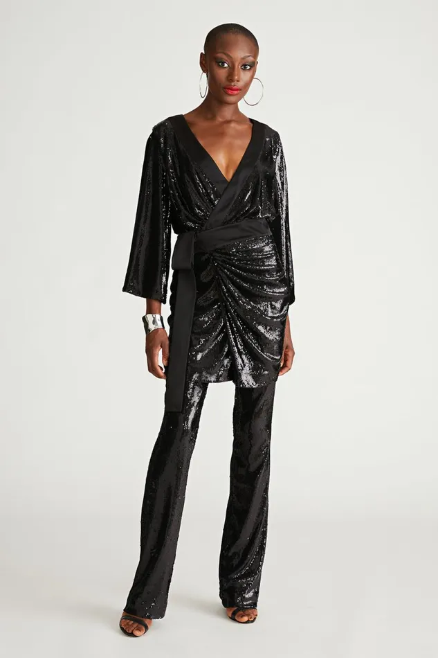 Dresses Women Halston Saga Dress In Sequin Black