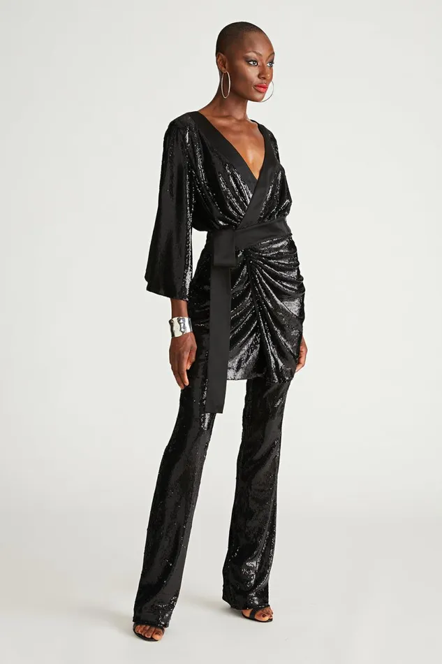 Dresses Women Halston Saga Dress In Sequin Black