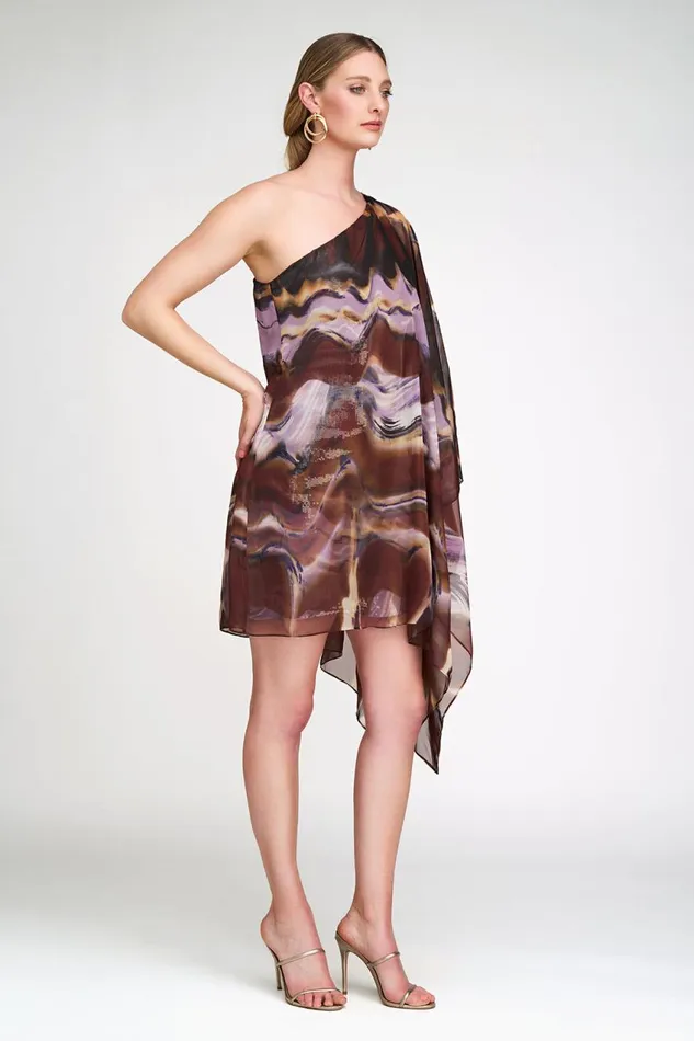 Dresses Women Halston Shi Dress In Sequin and Chiffon Earth Strata