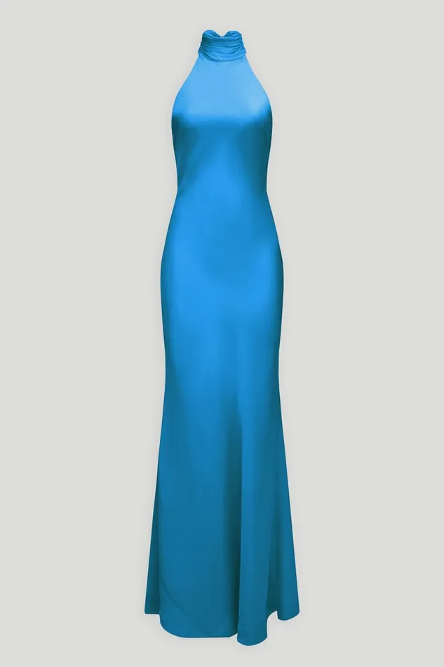 Dresses Women Halston Speranza Gown In Satin Daphne Blue