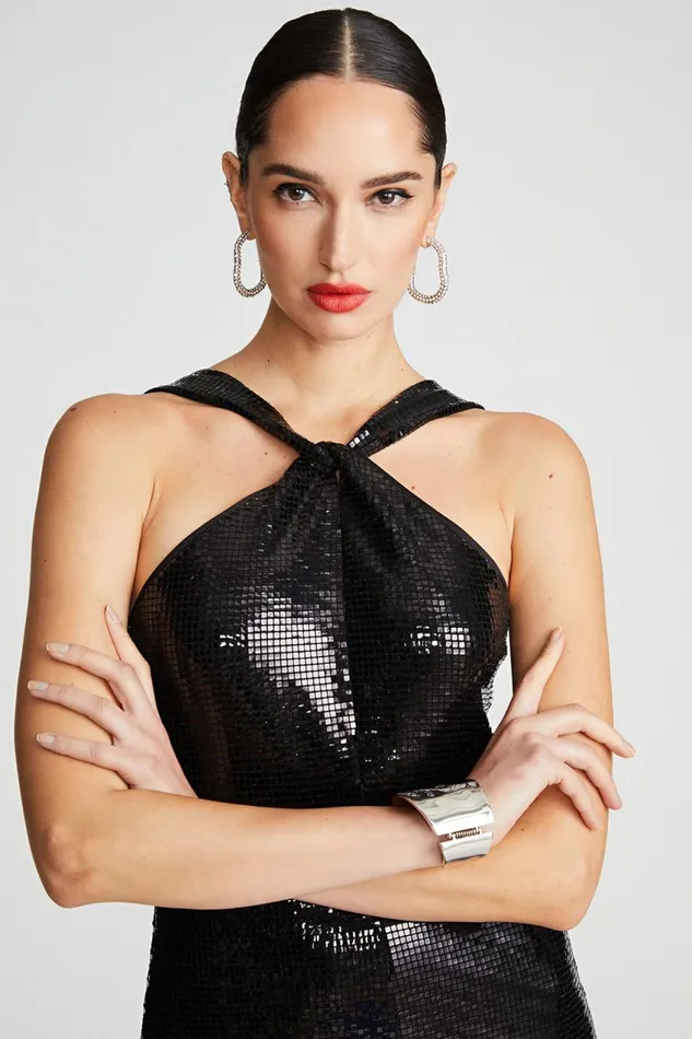 Dresses Women Halston Tobi Dress In Square Foil Black