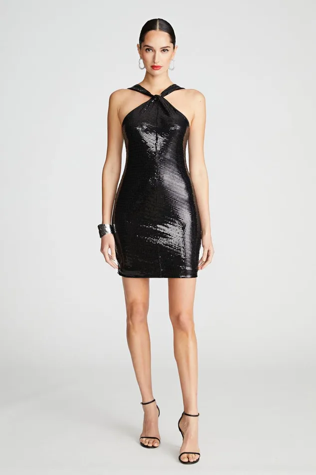 Dresses Women Halston Tobi Dress In Square Foil Black