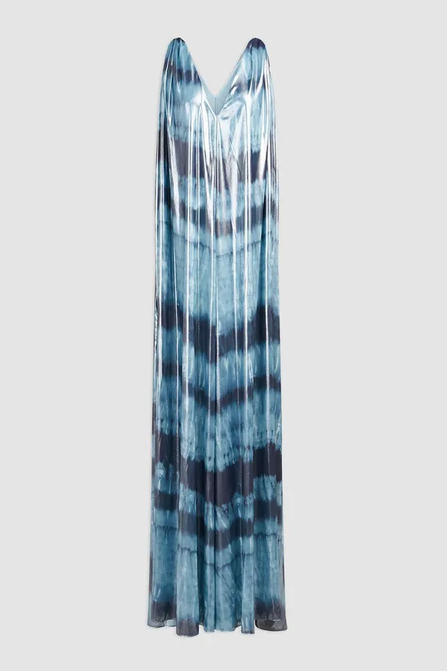 Dresses Women Halston Umi Gown In Iridescent Chiffon Blue Shibori