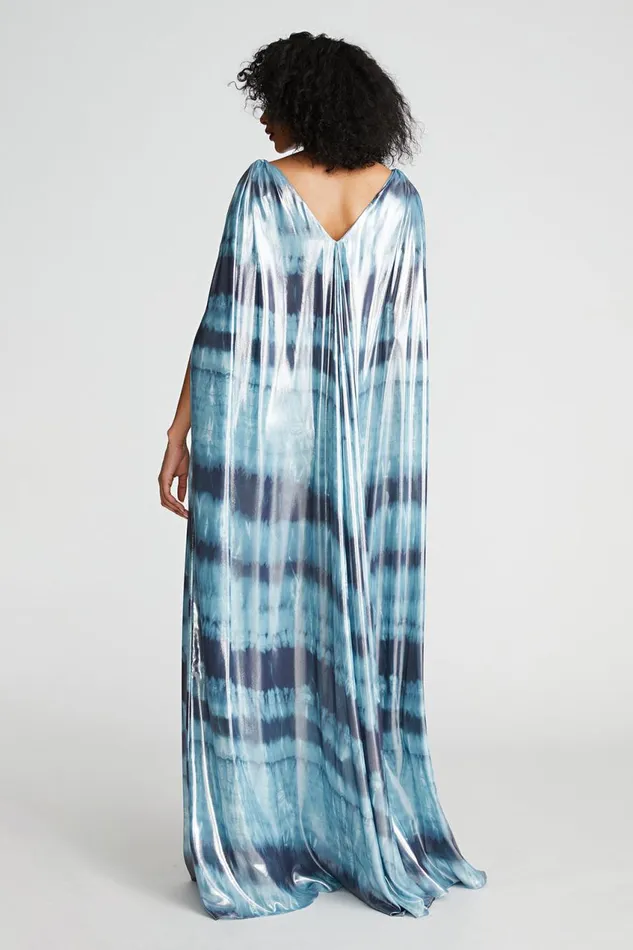 Dresses Women Halston Umi Gown In Iridescent Chiffon Blue Shibori