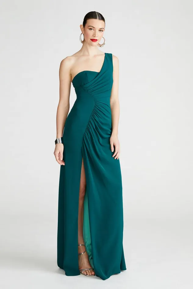 Dresses Women Halston Verdianna Gown In Fluid Crepe Lowden Green