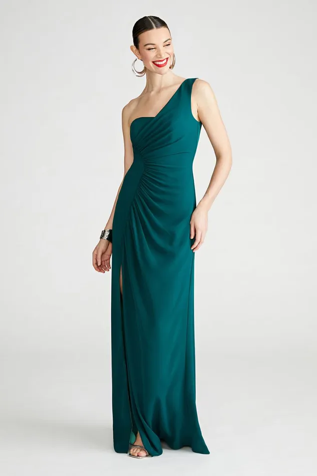 Dresses Women Halston Verdianna Gown In Fluid Crepe Lowden Green