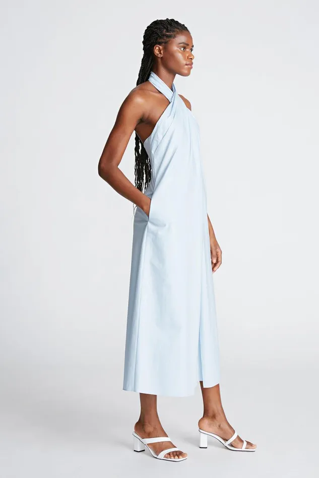 Dresses Women Halston Zoie Dress In Cotton Shirting Lt Powder