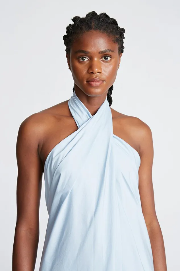 Dresses Women Halston Zoie Dress In Cotton Shirting Lt Powder