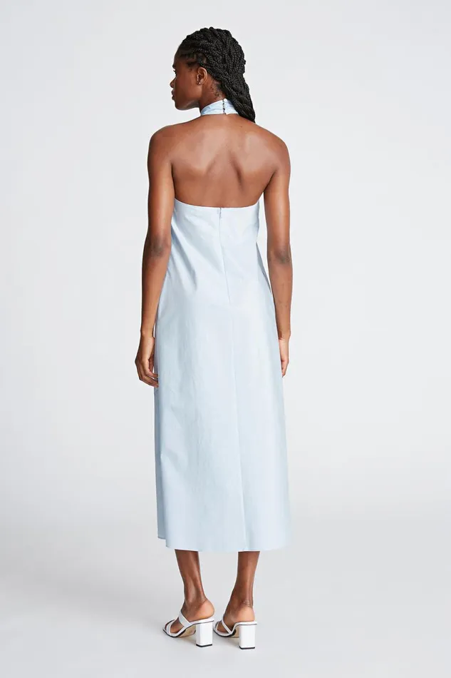 Dresses Women Halston Zoie Dress In Cotton Shirting Lt Powder