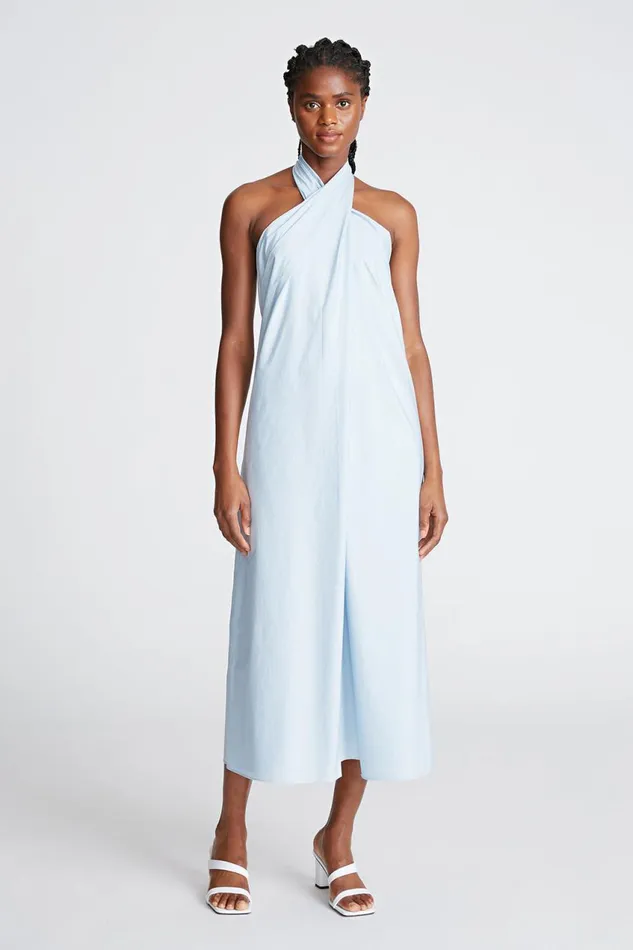 Dresses Women Halston Zoie Dress In Cotton Shirting Lt Powder