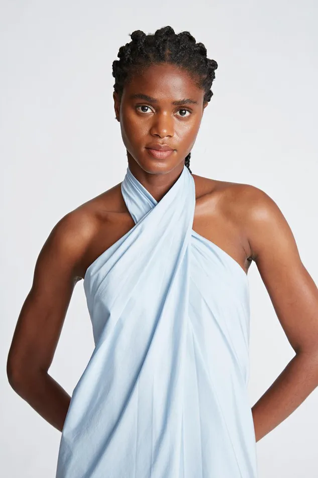 Dresses Women Halston Zoie Dress In Cotton Shirting Lt Powder
