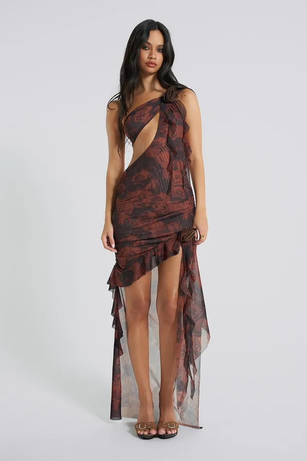 Dresses Women Jaded London Shop Athena One Shoulder Draped Maxi Dress
