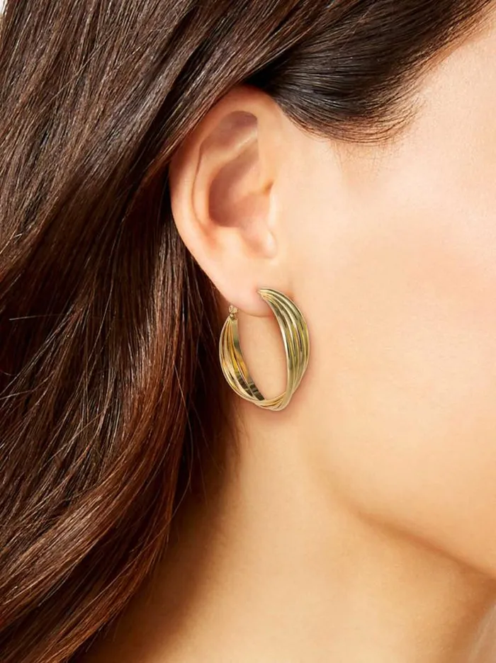 Earrings Accessories Jessica Simpson Twisted Layered Hoop Earrings In Gold