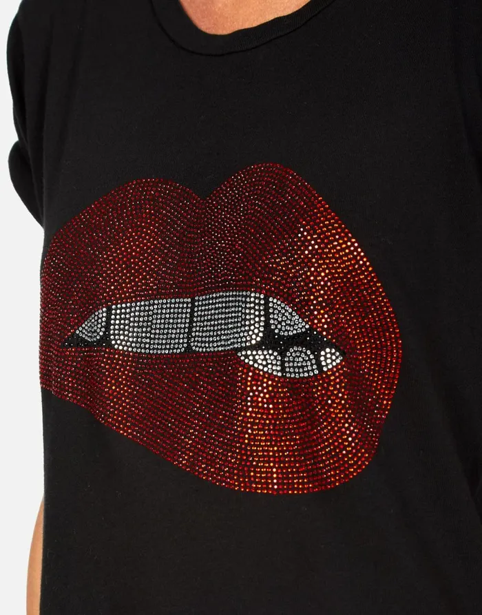 Edda Crystal Biting Lip Black Women039s Lauren Moshi Short Sleeve
