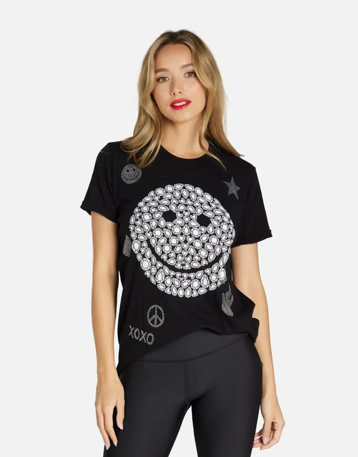 Edda Diamond Happyface Black Women039s Lauren Moshi Short Sleeve