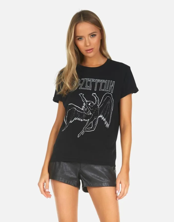 Edda X Led Zeppelin Outline Black Women039s Lauren Moshi Short Sleeve