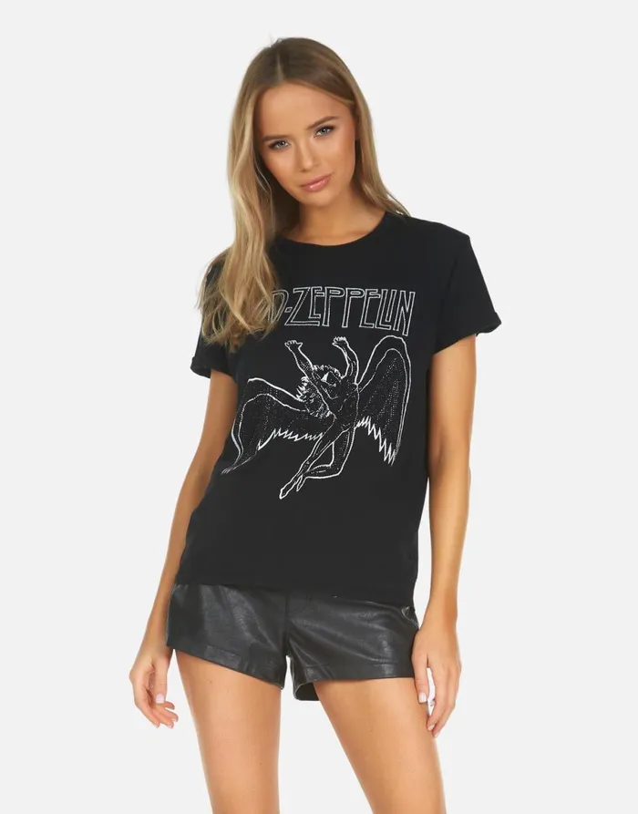 Edda X Led Zeppelin Outline Black Women039s Lauren Moshi Short Sleeve