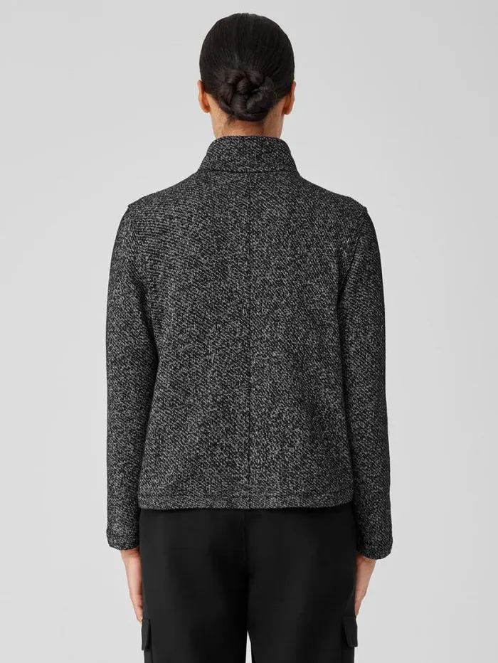 Eileen Fisher Extended Sizing 1X3X Organic Cotton Terry Stand Collar Jacket Blacksoftwhite 8211 Shop