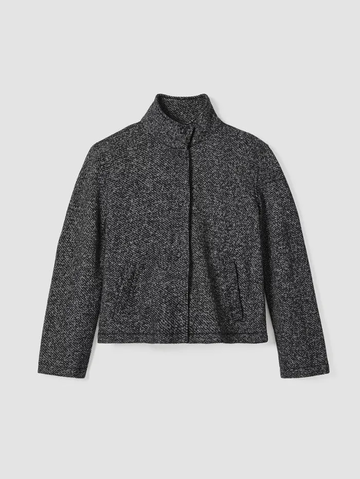Eileen Fisher Extended Sizing 1X3X Organic Cotton Terry Stand Collar Jacket Blacksoftwhite 8211 Shop
