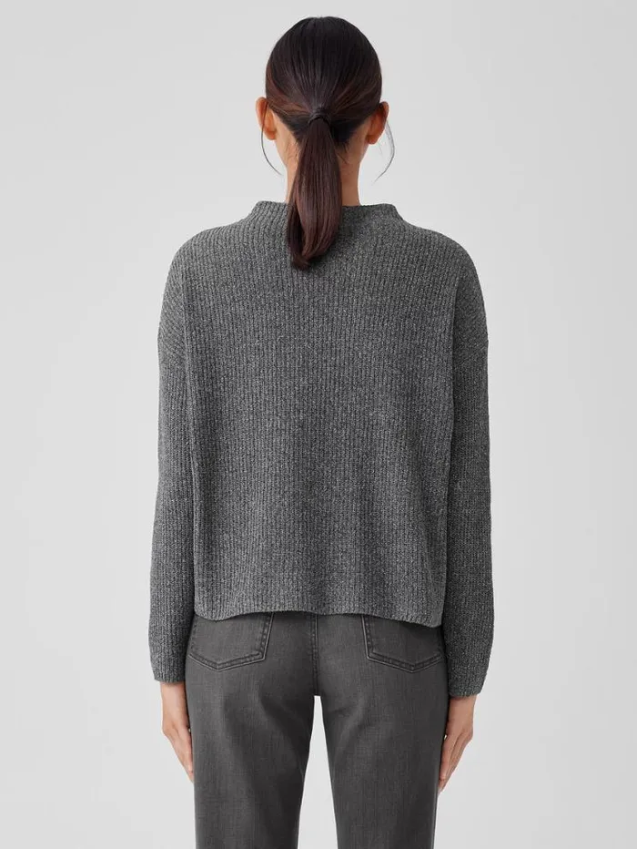 Eileen Fisher Extended Sizing 1X3X Silk Noil Funnel Neck Top Moon 8211 Shop