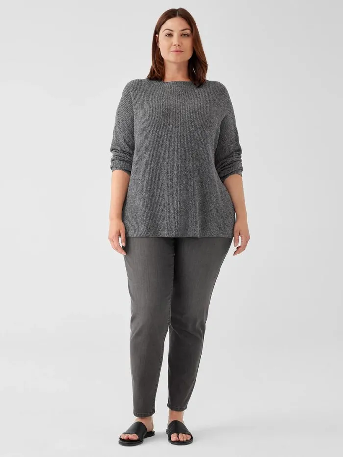 Eileen Fisher Extended Sizing 1X3X Silk Noil Funnel Neck Top Moon 8211 Shop