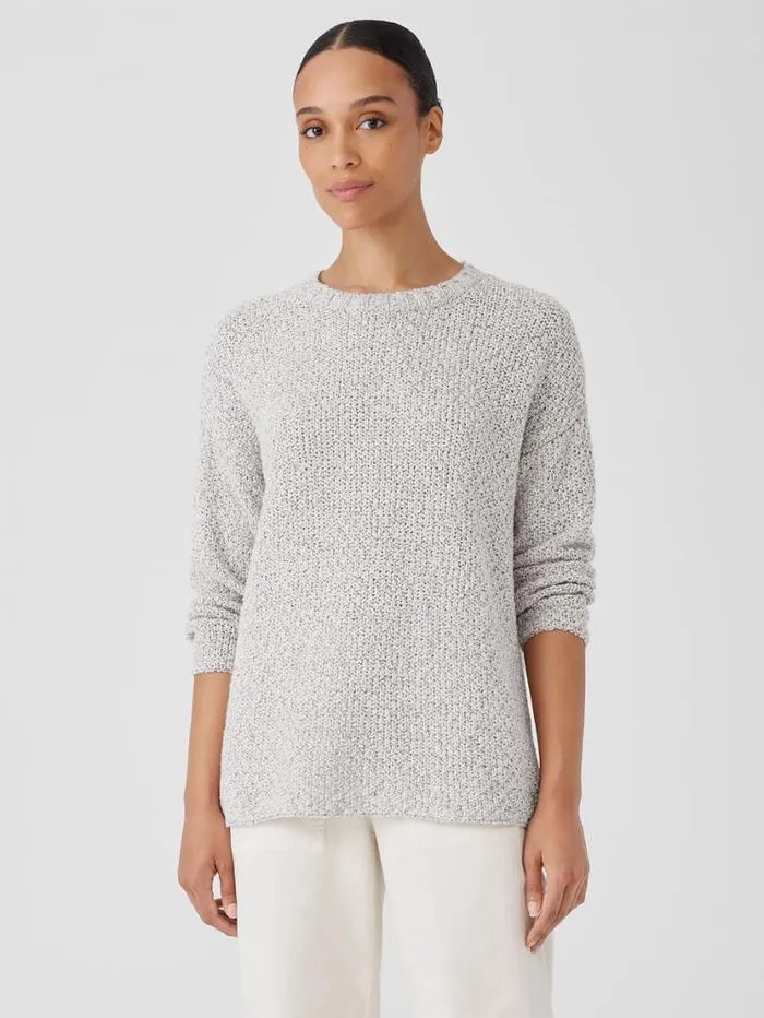 Eileen Fisher Petite Peruvian Organic Cotton Crimp Crew Neck Long Top Sea Salt 8211 Shop