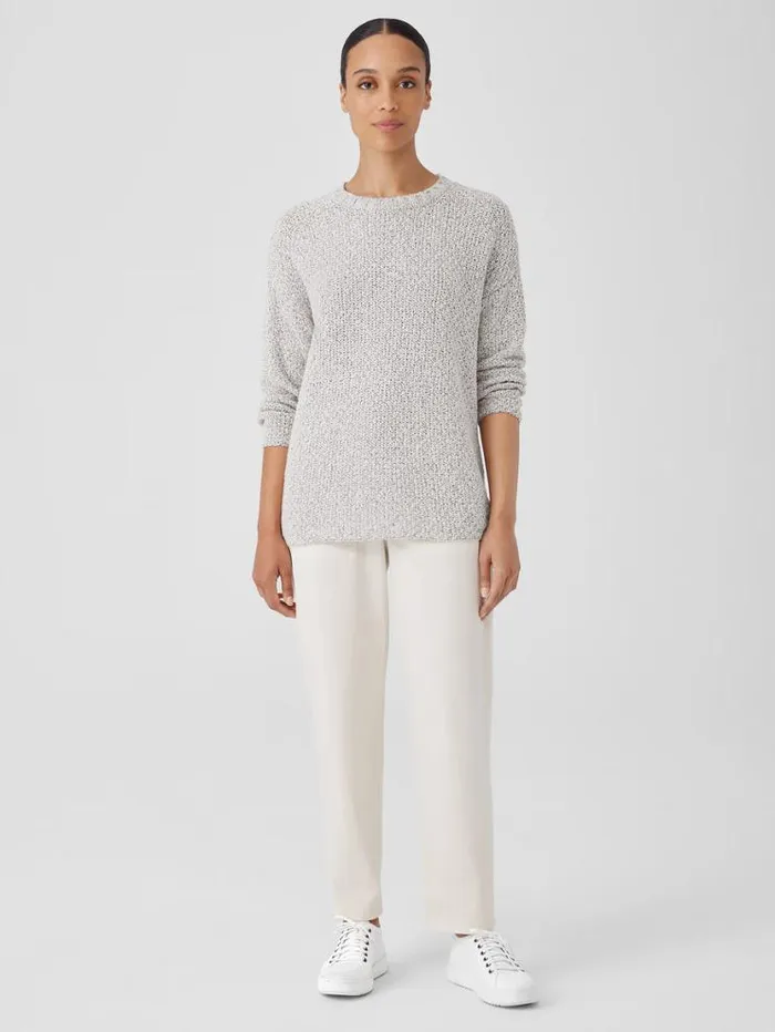 Eileen Fisher Petite Peruvian Organic Cotton Crimp Crew Neck Long Top Sea Salt 8211 Shop