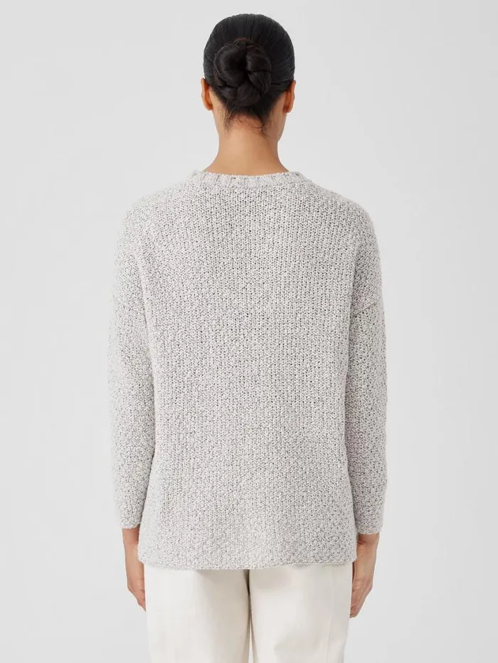 Eileen Fisher Petite Peruvian Organic Cotton Crimp Crew Neck Long Top Sea Salt 8211 Shop