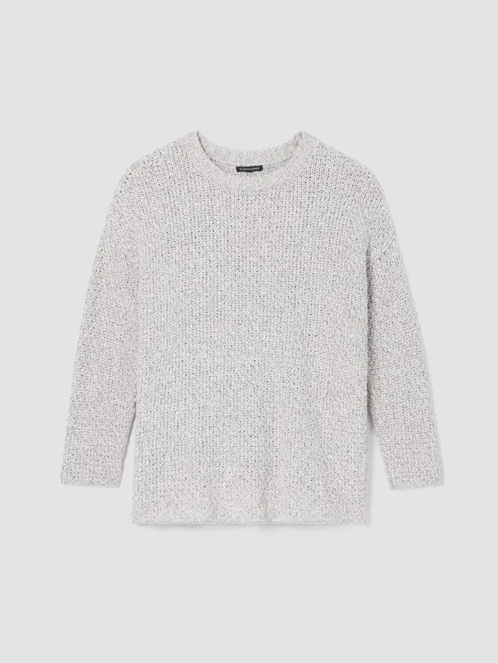 Eileen Fisher Petite Peruvian Organic Cotton Crimp Crew Neck Long Top Sea Salt 8211 Shop