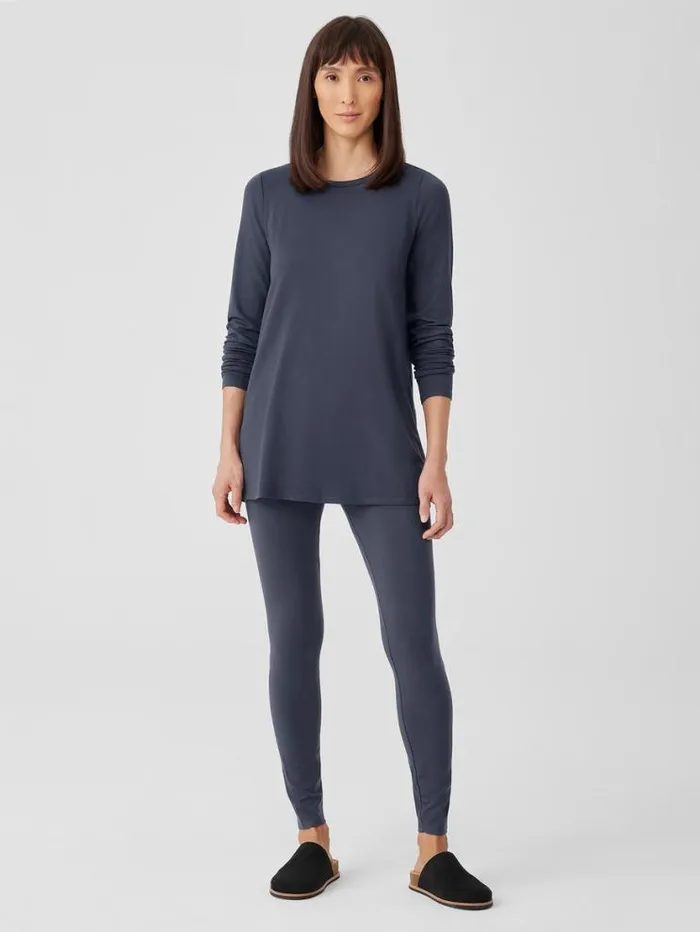 Eileen Fisher Petite Stretch Jersey Knit Crew Neck Long Top Ocean 8211 Shop