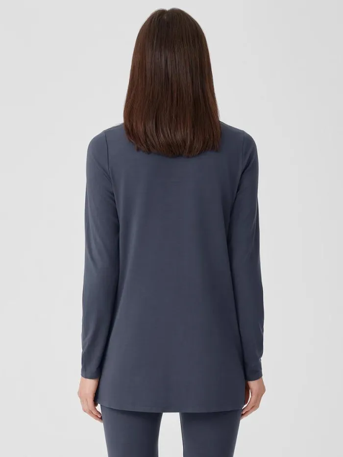 Eileen Fisher Petite Stretch Jersey Knit Crew Neck Long Top Ocean 8211 Shop