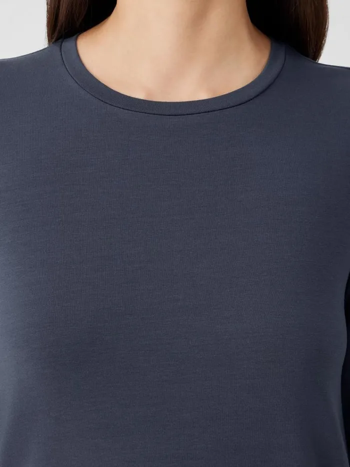 Eileen Fisher Petite Stretch Jersey Knit Crew Neck Long Top Ocean 8211 Shop
