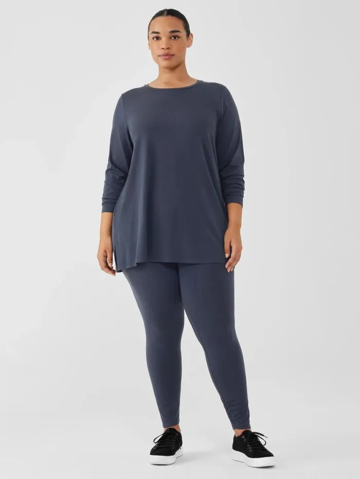 Eileen Fisher Petite Stretch Jersey Knit Crew Neck Long Top Ocean 8211 Shop